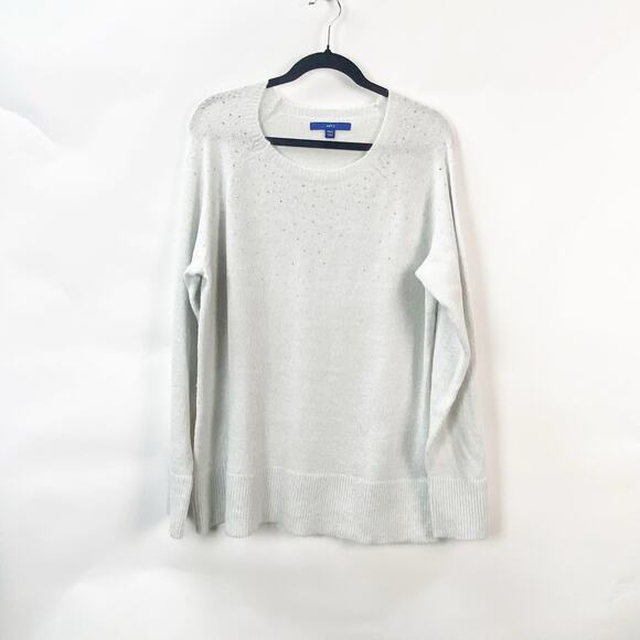 2/$30 Apt. 9 XXL Petite Womens Light Gray Embellished Soft Knit Pullover Sweater - Picture 1 of 8